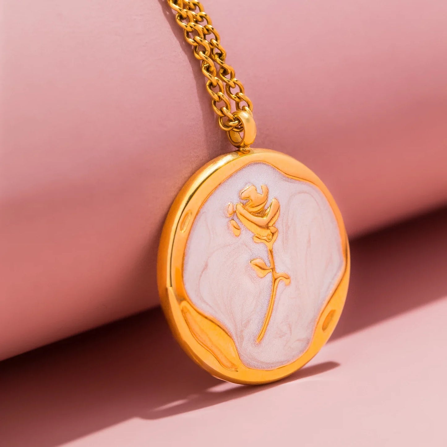 Beauty and the Beast Rose Necklace – Stainless Steel Elegant Pendant