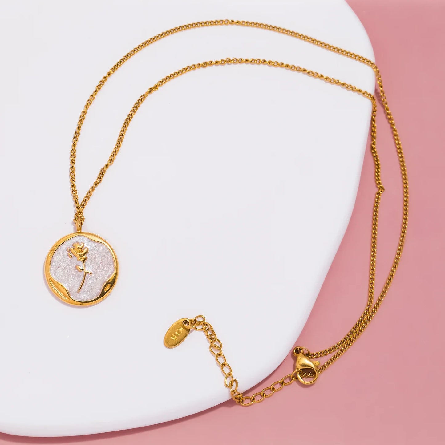 Beauty and the Beast Rose Necklace – Stainless Steel Elegant Pendant