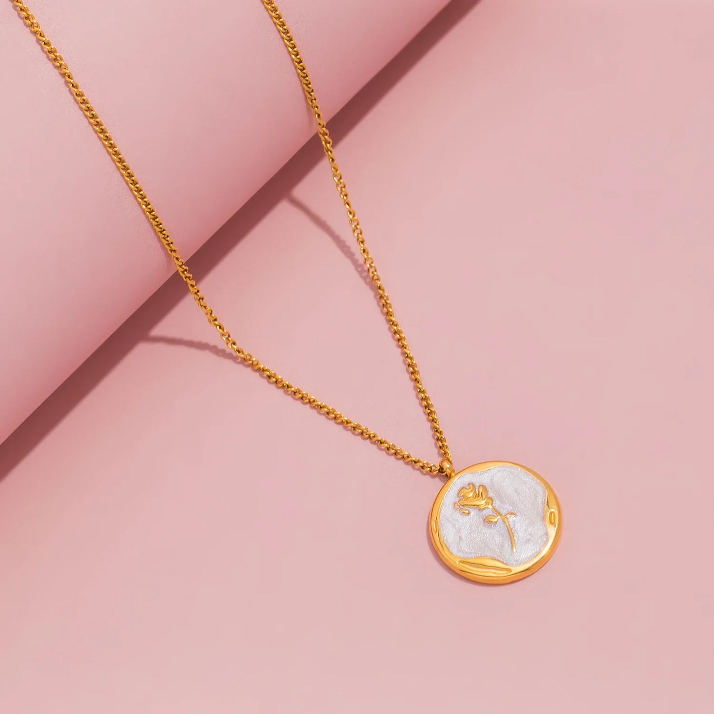 Beauty and the Beast Rose Necklace – Stainless Steel Elegant Pendant