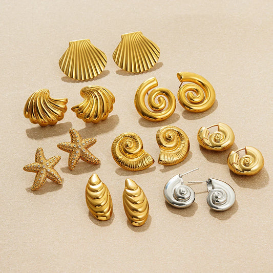 Gold Plated Summer Beach Earrings – Stainless Steel
