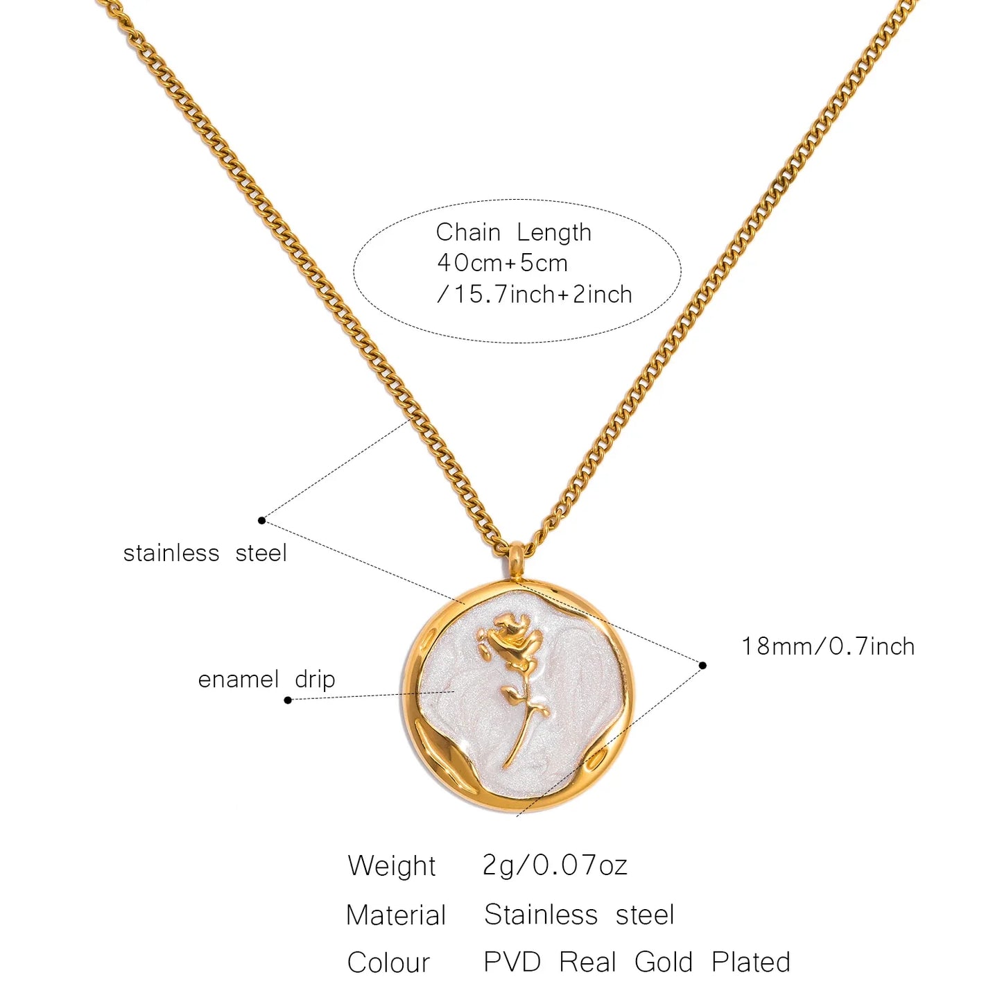 Beauty and the Beast Rose Necklace – Stainless Steel Elegant Pendant